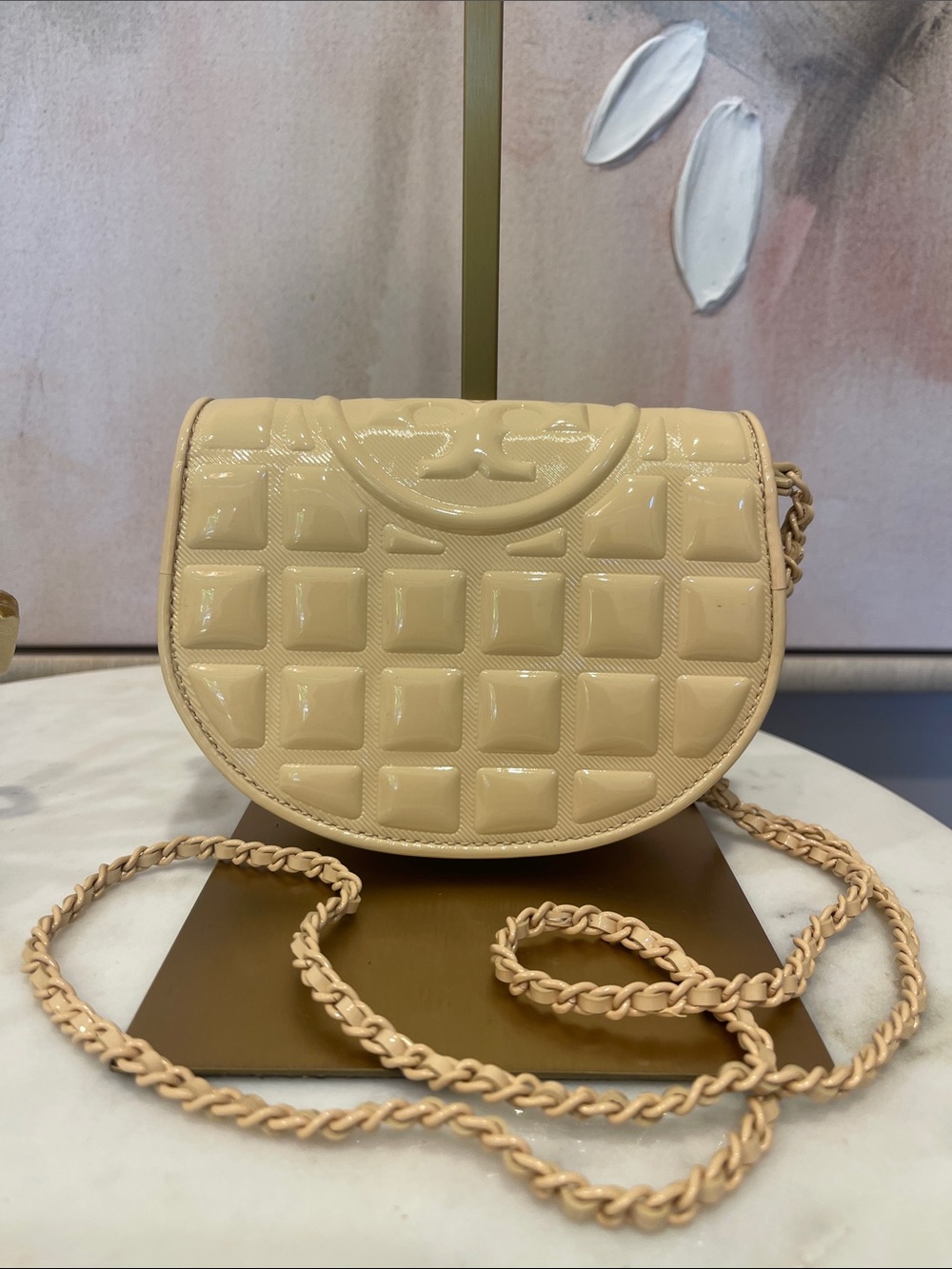 NWT Tory Burch Mini Fleming Patent Square Crossbody Bag